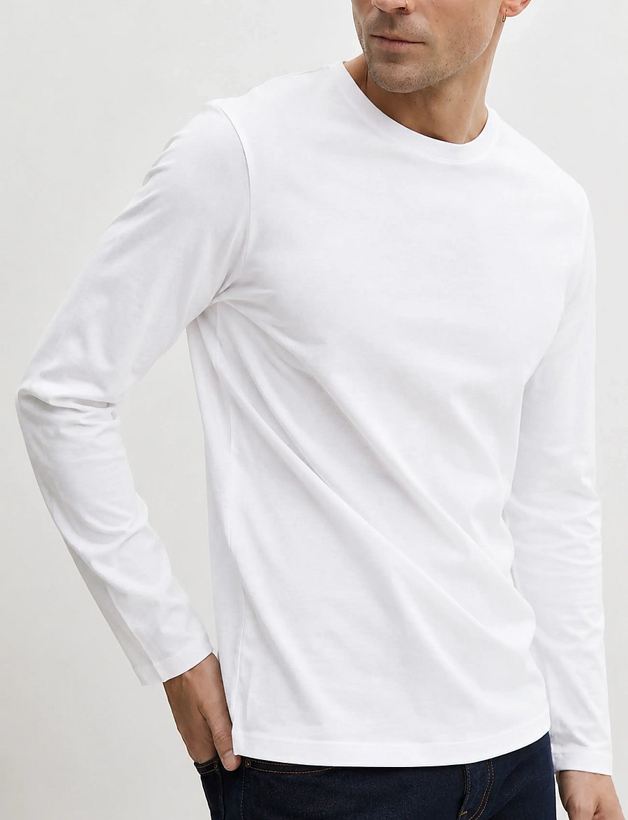 Enkel Studio - Basic o-neck tee L/S - long-sleeved t-shirts - white - 4