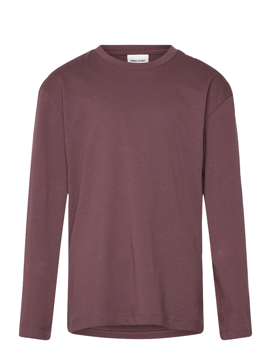 Enkel Studio - Basic o-neck tee L/S - langärmelig - berry red - 0