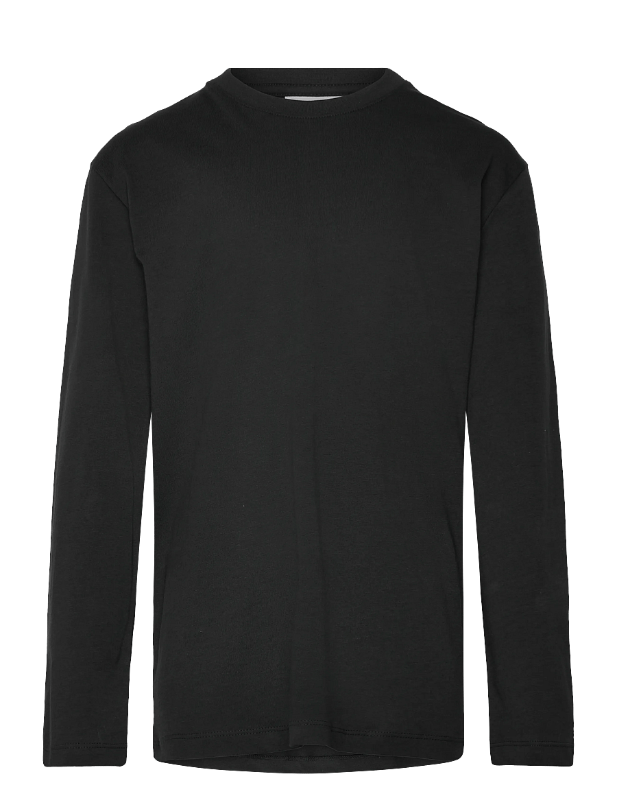 Enkel Studio - Basic o-neck tee L/S - långärmade t-shirts - black - 0