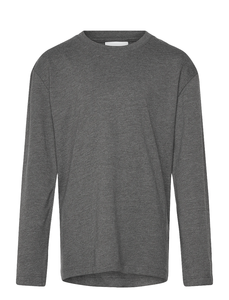 Enkel Studio - Basic o-neck tee L/S - långärmade t-shirts - dk grey - 0