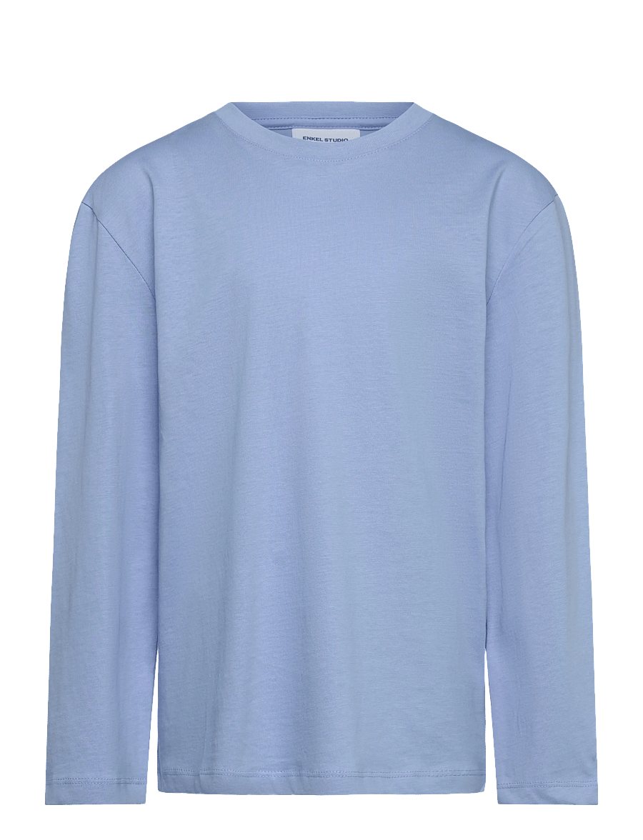 Enkel Studio - Basic o-neck tee L/S - långärmade t-shirts - lt blue - 0