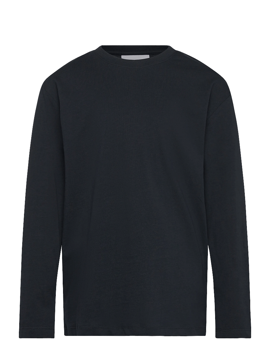 Enkel Studio - Basic o-neck tee L/S - långärmade t-shirts - navy - 0