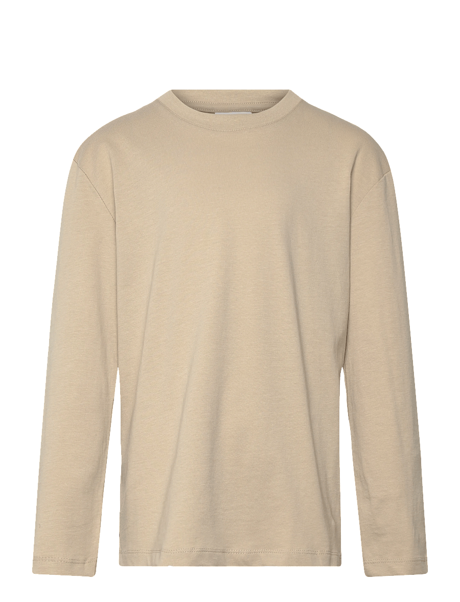 Enkel Studio - Basic o-neck tee L/S - långärmade t-shirts - stone - 0