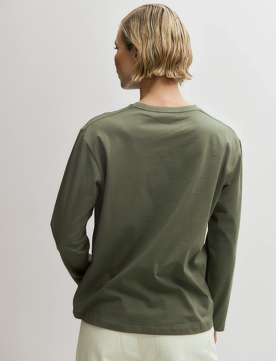 Enkel Studio - Basic o-neck tee L/S - langärmlige tops - army - 3