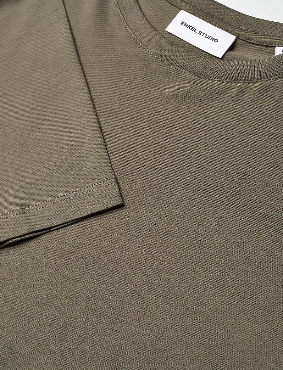 Enkel Studio - Basic o-neck tee L/S - langärmlige tops - army - 5