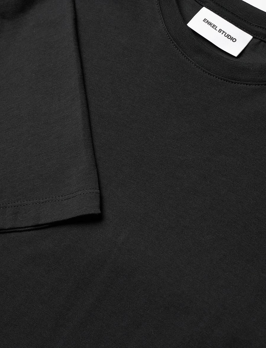 Enkel Studio - Basic o-neck tee L/S - langärmlige tops - black - 2