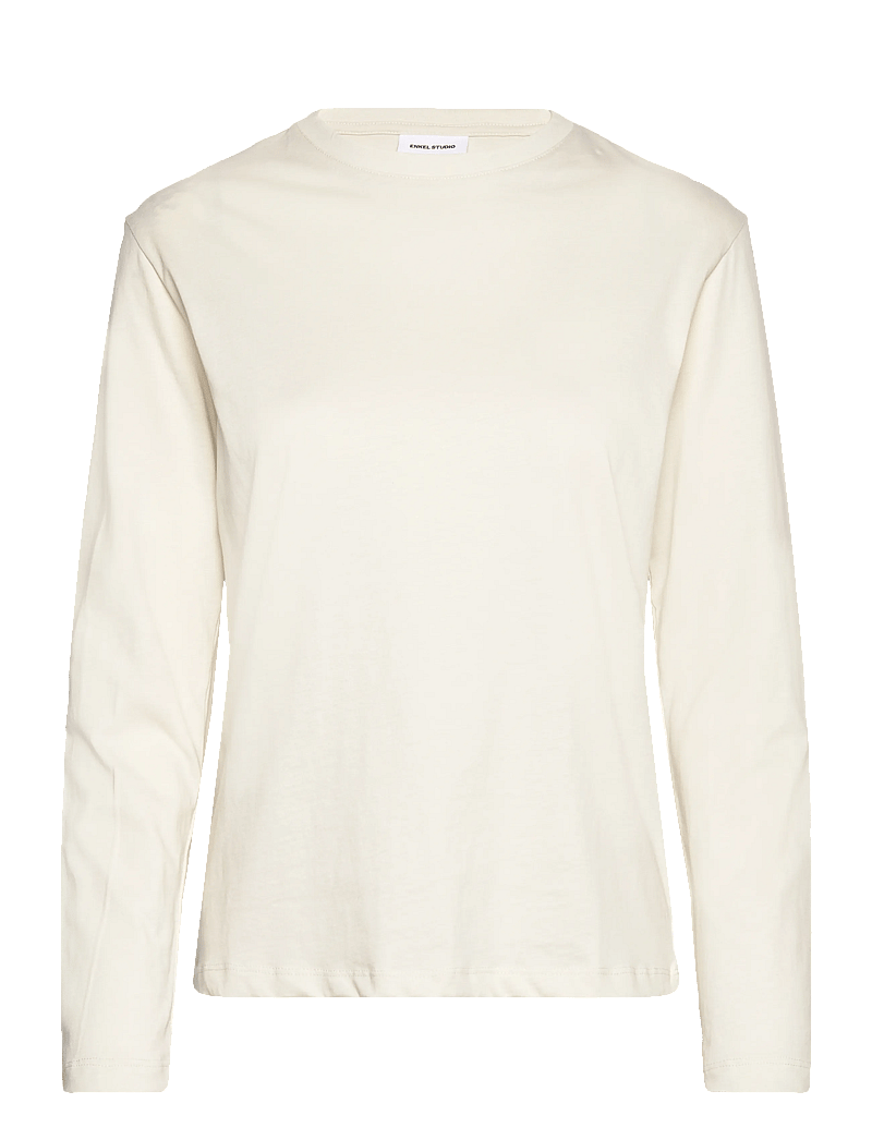 Enkel Studio - Basic o-neck tee L/S - langärmlige tops - bone white - 0