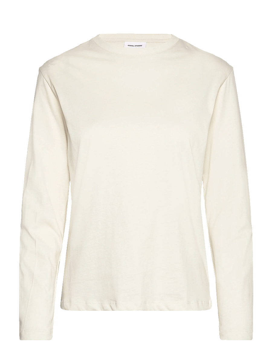 Enkel Studio - Basic o-neck tee L/S - pikkade varrukatega alussärgid - bone white - 0