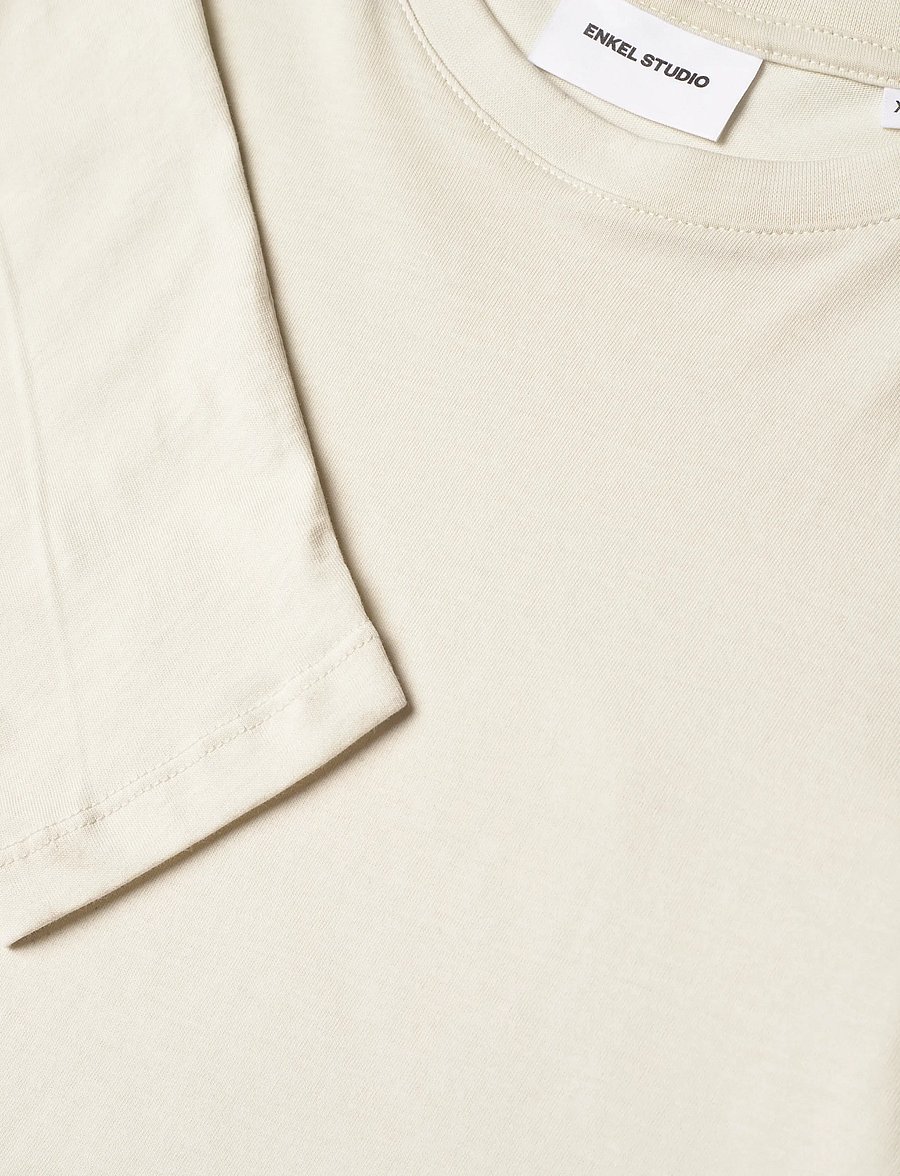Enkel Studio - Basic o-neck tee L/S - pikkade varrukatega alussärgid - bone white - 2