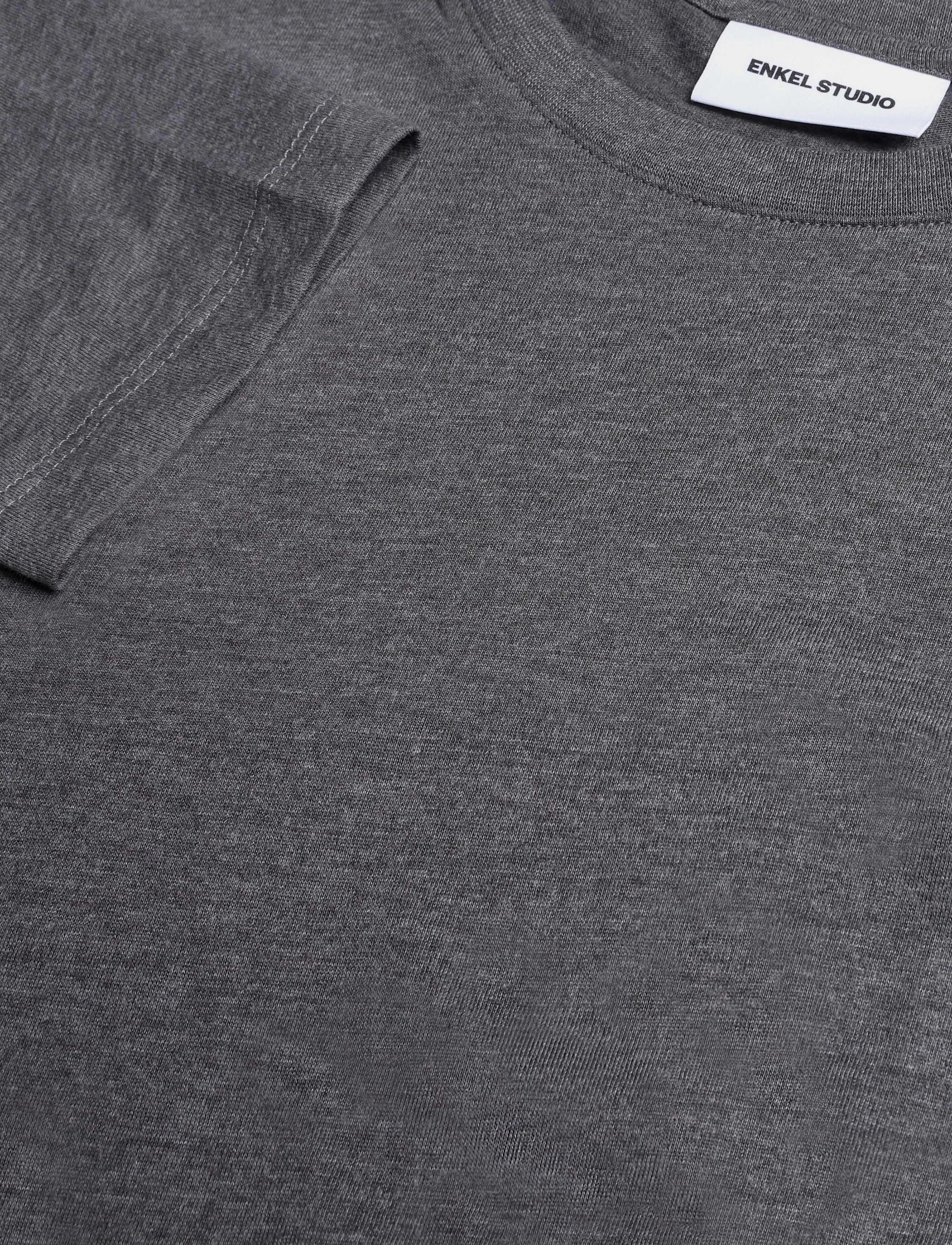 Enkel Studio - Basic o-neck tee L/S - langærmede toppe - dk grey - 2