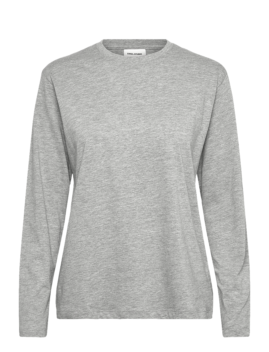 Enkel Studio - Basic o-neck tee L/S - langärmlige tops - grey mel - 1