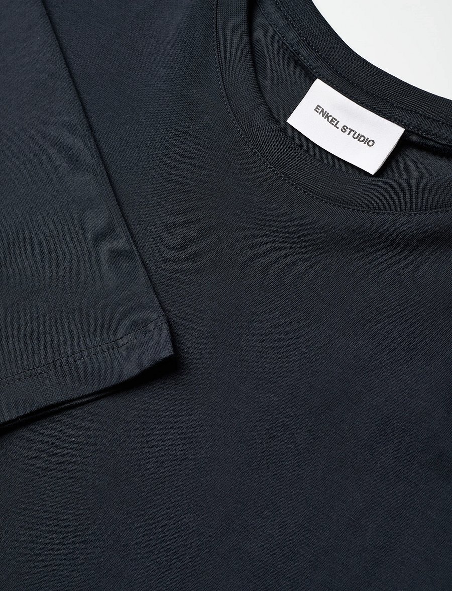 Enkel Studio - Basic o-neck tee L/S - pikkade varrukatega alussärgid - navy - 5