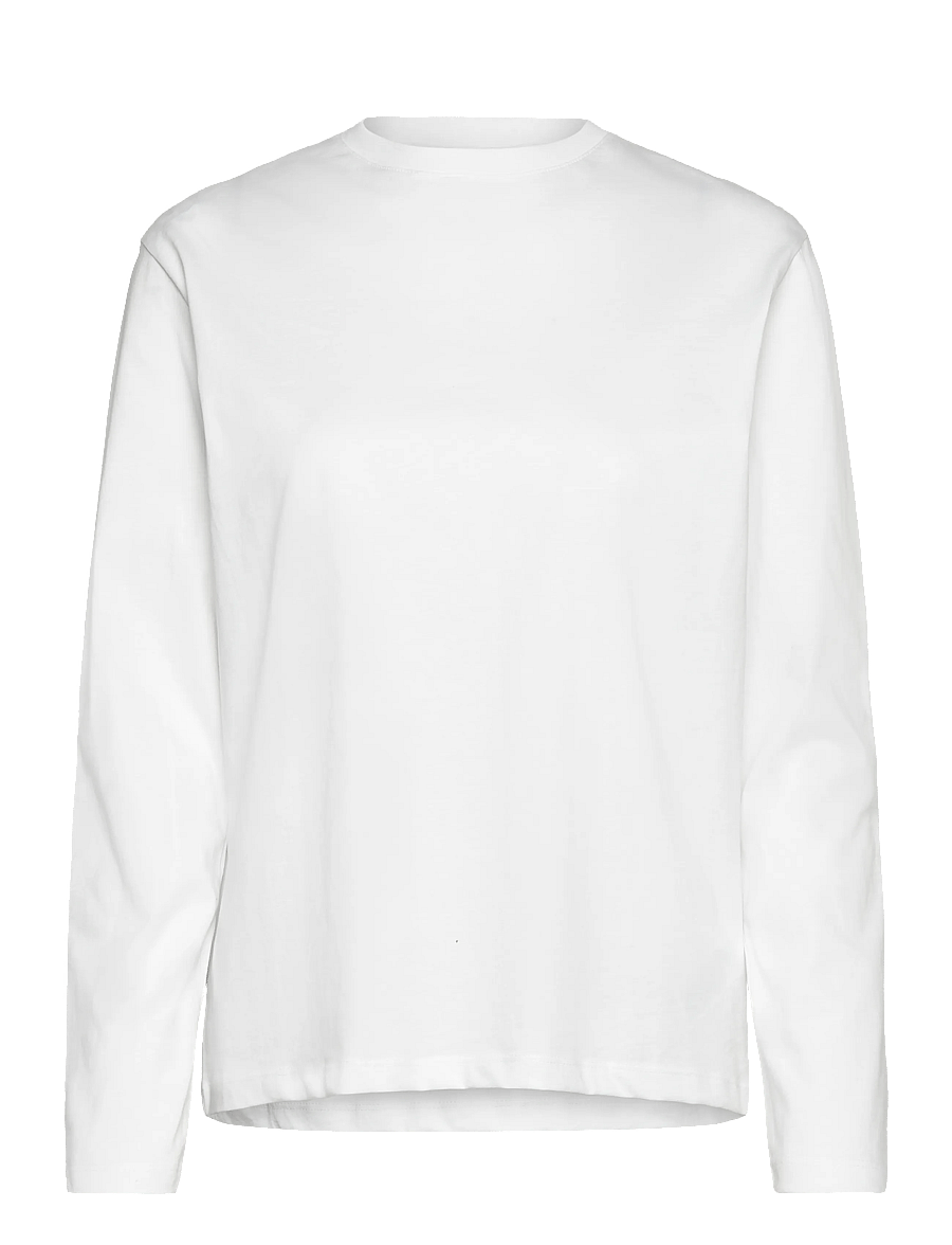 Enkel Studio - Basic o-neck tee L/S - langärmlige tops - white - 1