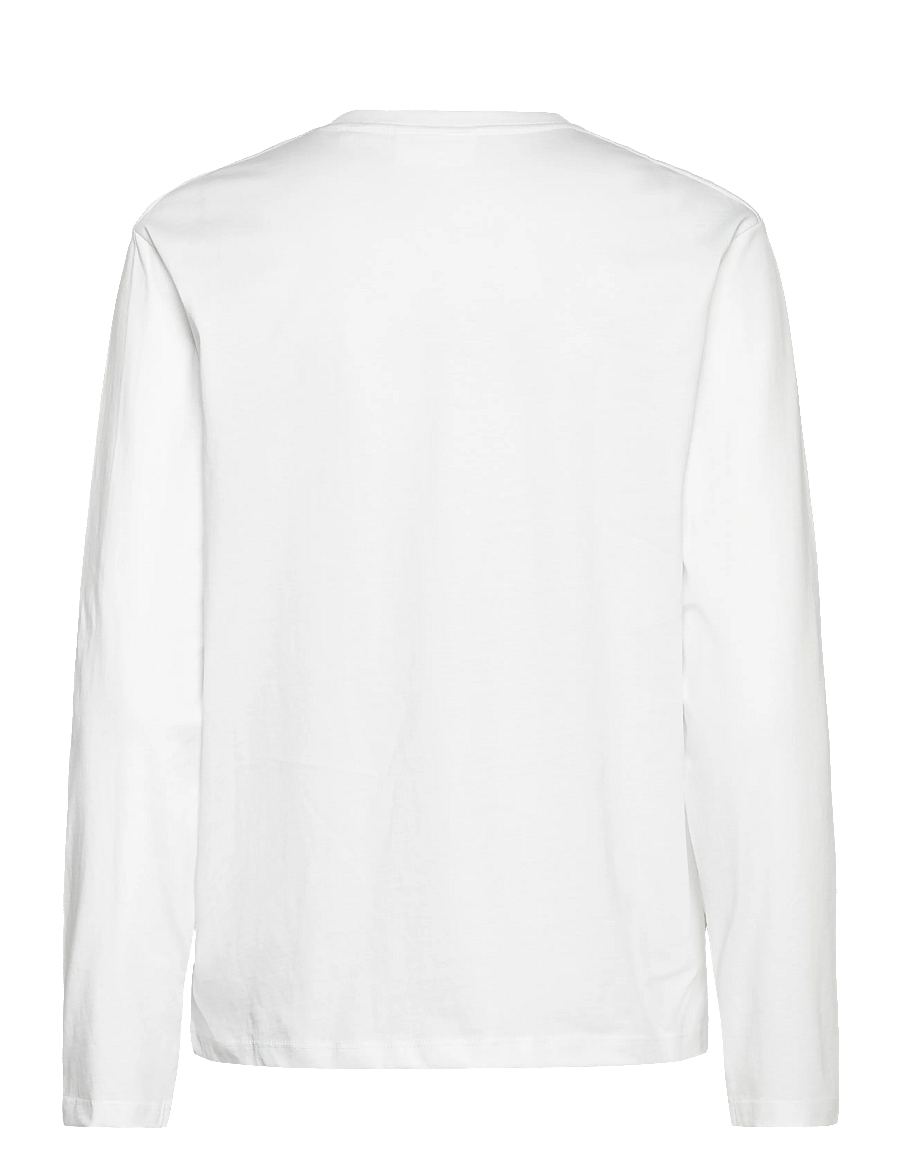 Enkel Studio - Basic o-neck tee L/S - langärmlige tops - white - 2