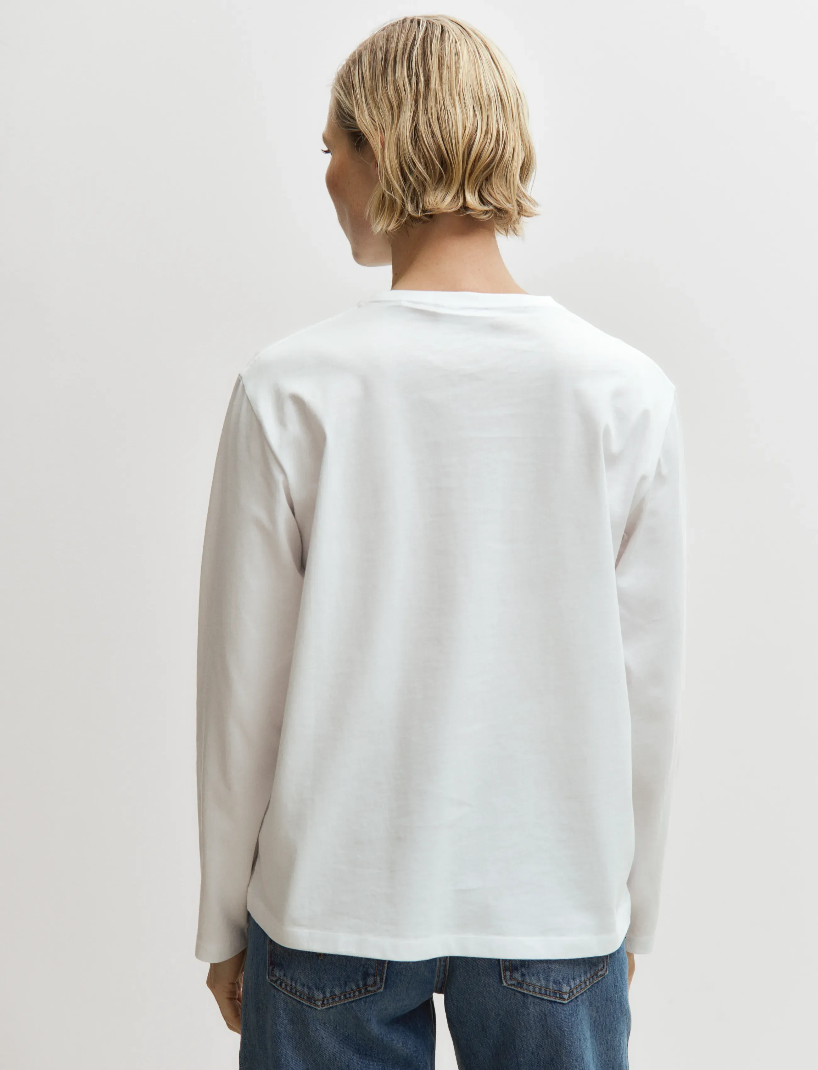 Enkel Studio - Basic o-neck tee L/S - laveste priser - white - 3