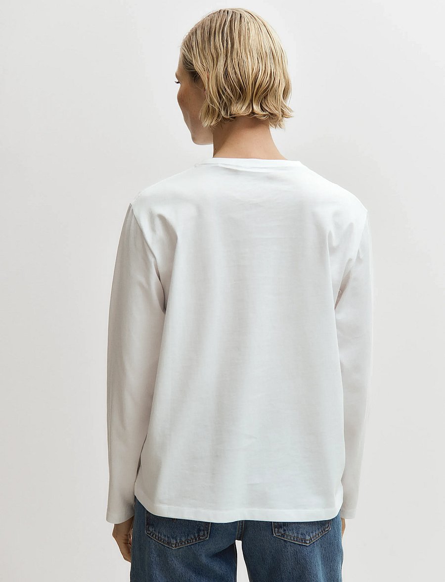 Enkel Studio - Basic o-neck tee L/S - langärmlige tops - white - 3