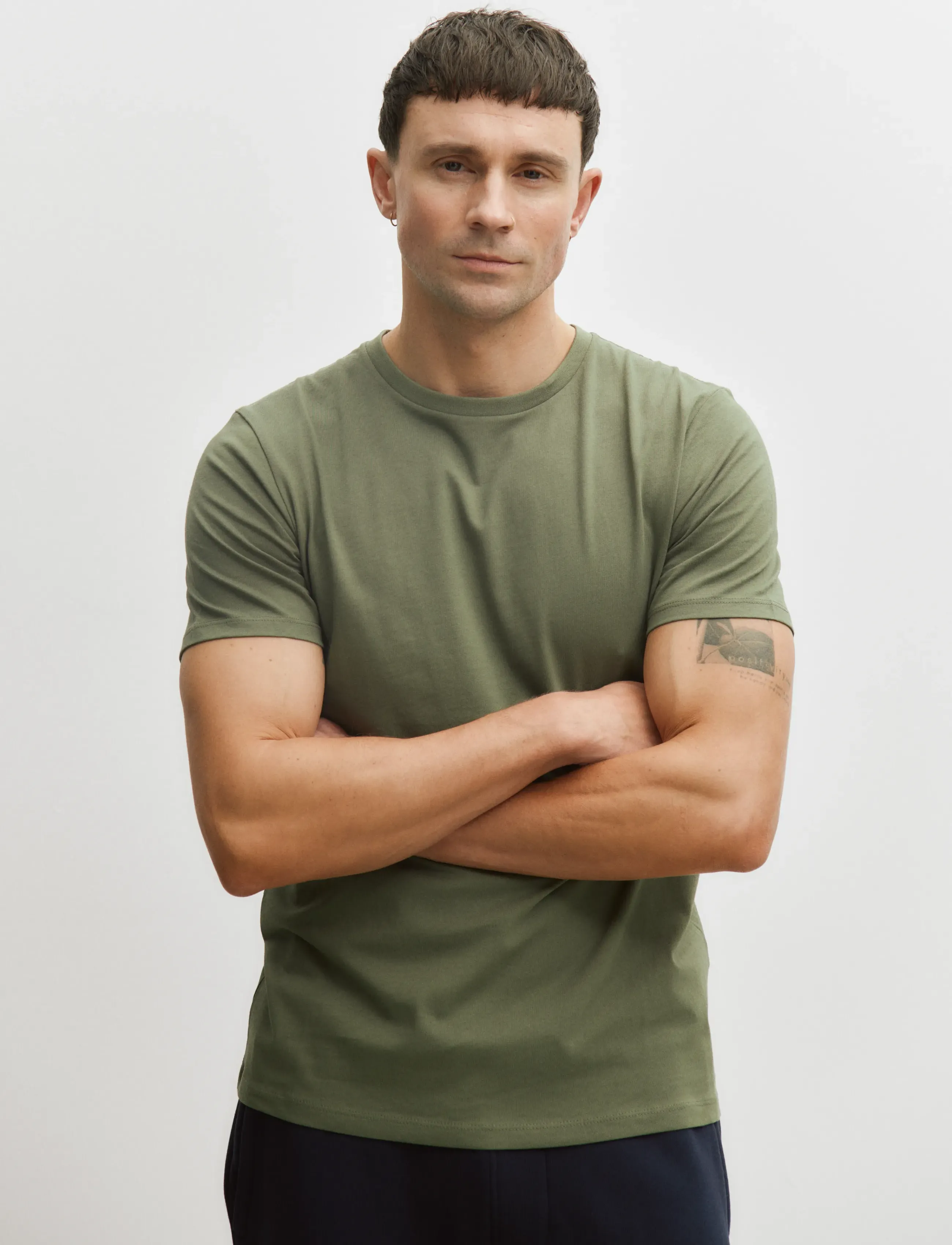 Enkel Studio Basic O-Neck Tee S/S, M, Green, T-Shirts > Kortærmede, Herre
