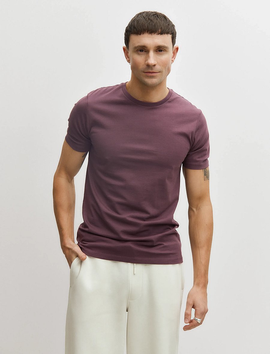 Enkel Studio - Basic o-neck tee S/S - kurzärmelige t-shirts - berry red - 0