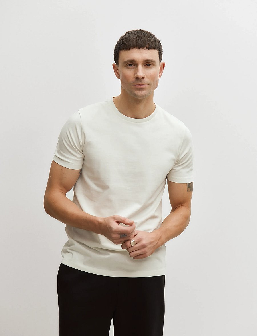 Enkel Studio - Basic o-neck tee S/S - short-sleeved t-shirts - bone white - 0