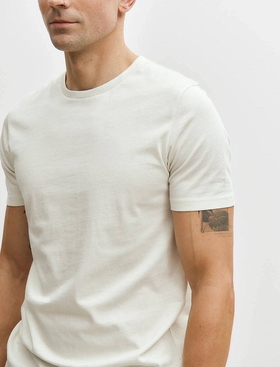Enkel Studio - Basic o-neck tee S/S - short-sleeved t-shirts - bone white - 4
