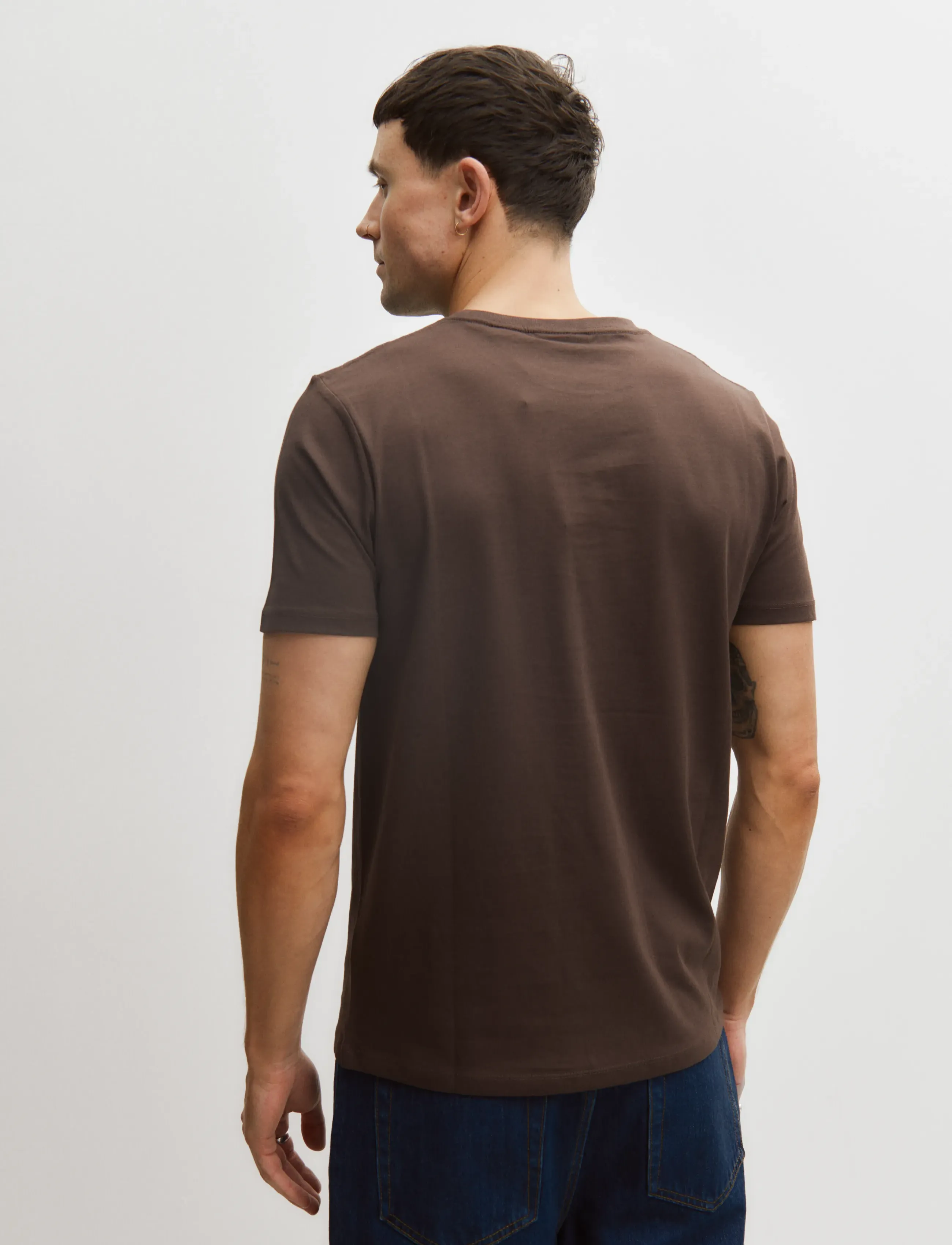Enkel Studio - Basic o-neck tee S/S - short-sleeved t-shirts - brown - 3