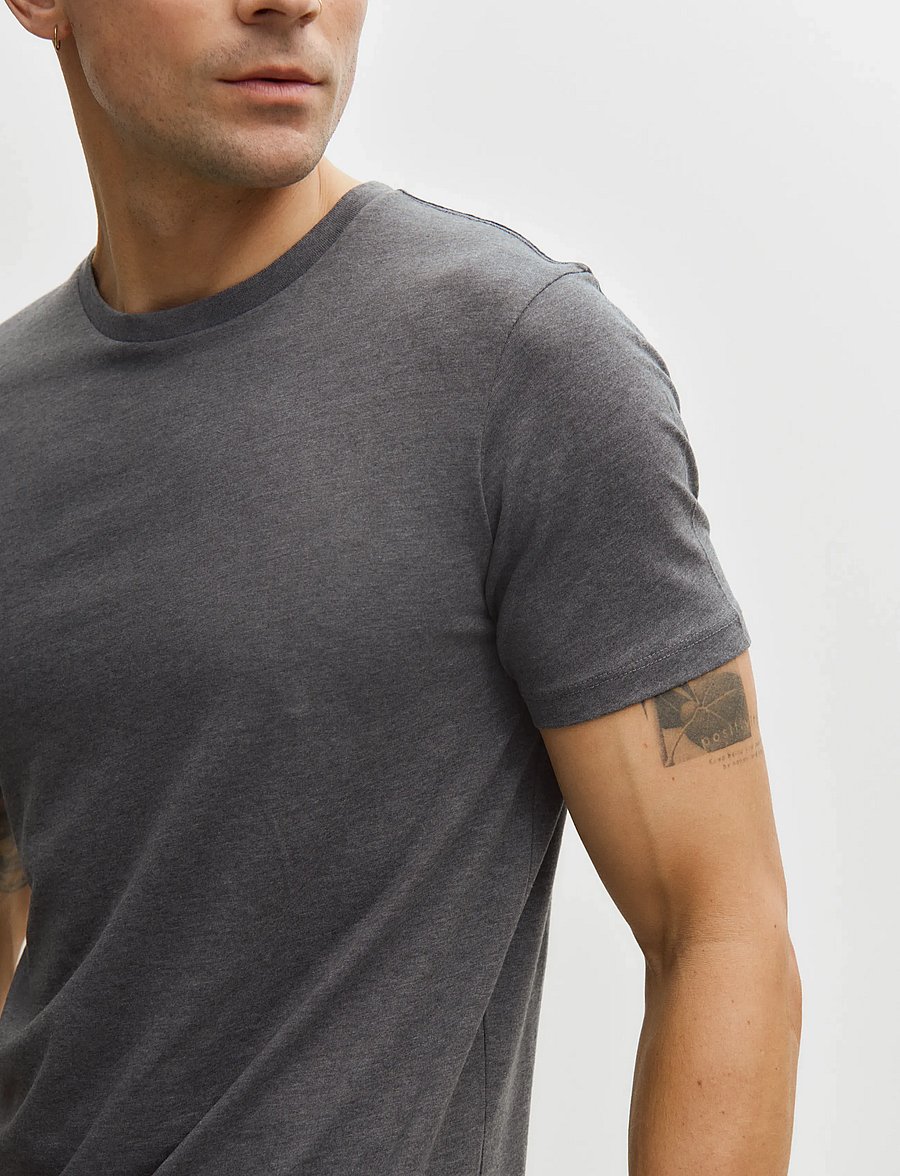 Enkel Studio - Basic o-neck tee S/S - short-sleeved t-shirts - dk grey - 4