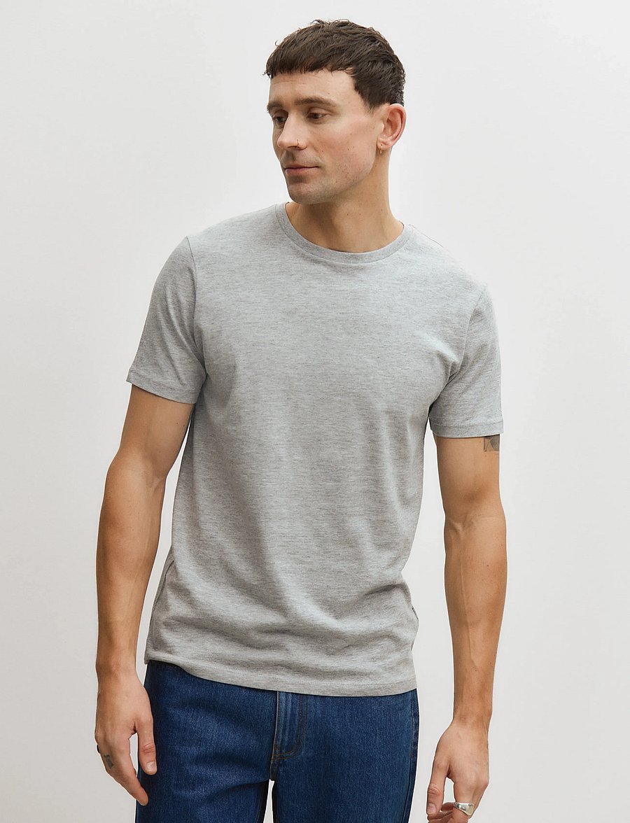Enkel Studio - Basic o-neck tee S/S - kurzärmelige t-shirts - grey mel - 0