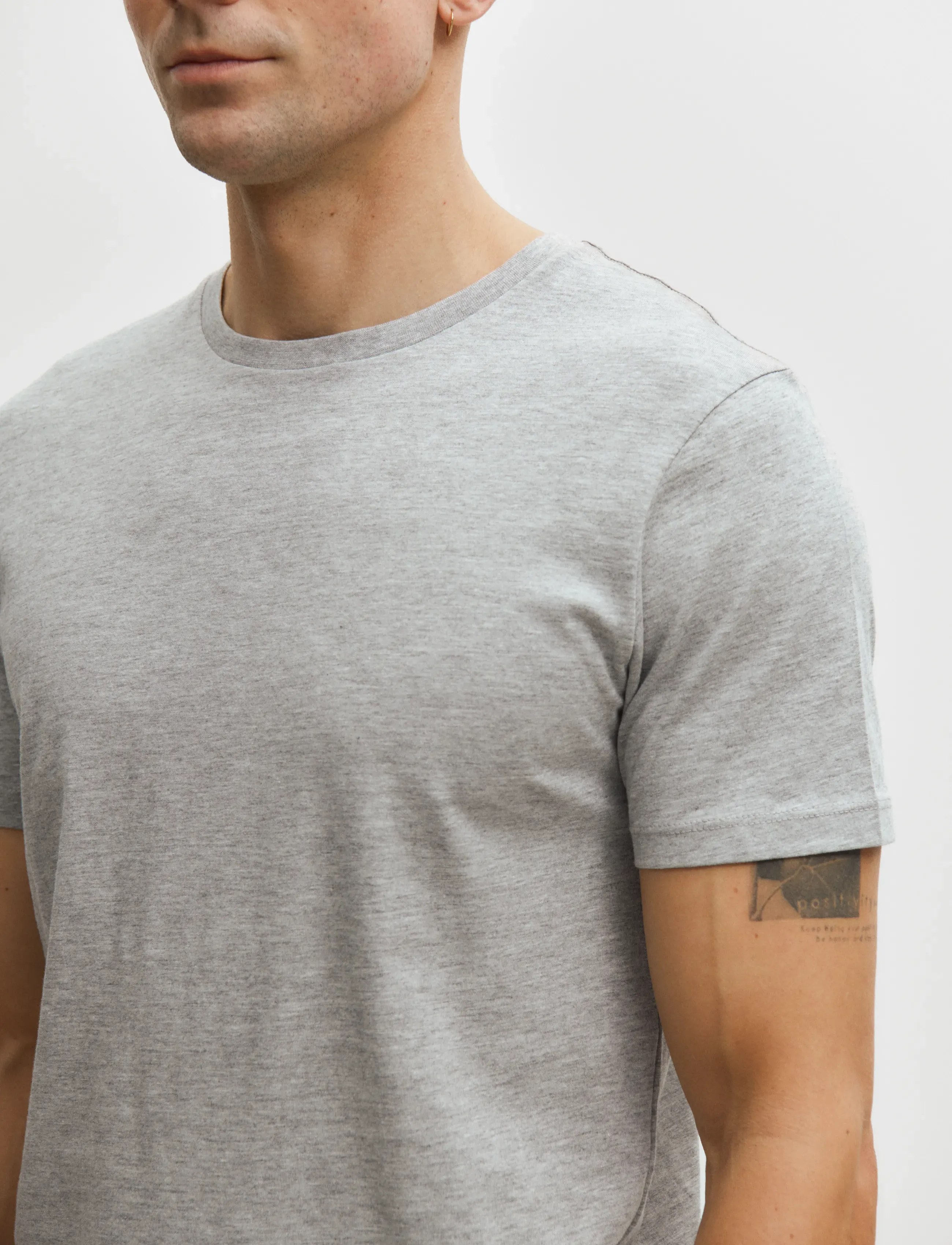 Enkel Studio - Basic o-neck tee S/S - kortermede t-skjorter - grey mel - 4