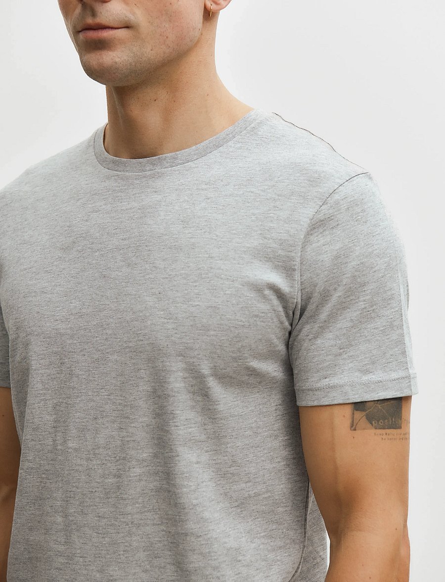 Enkel Studio - Basic o-neck tee S/S - kurzärmelige t-shirts - grey mel - 4
