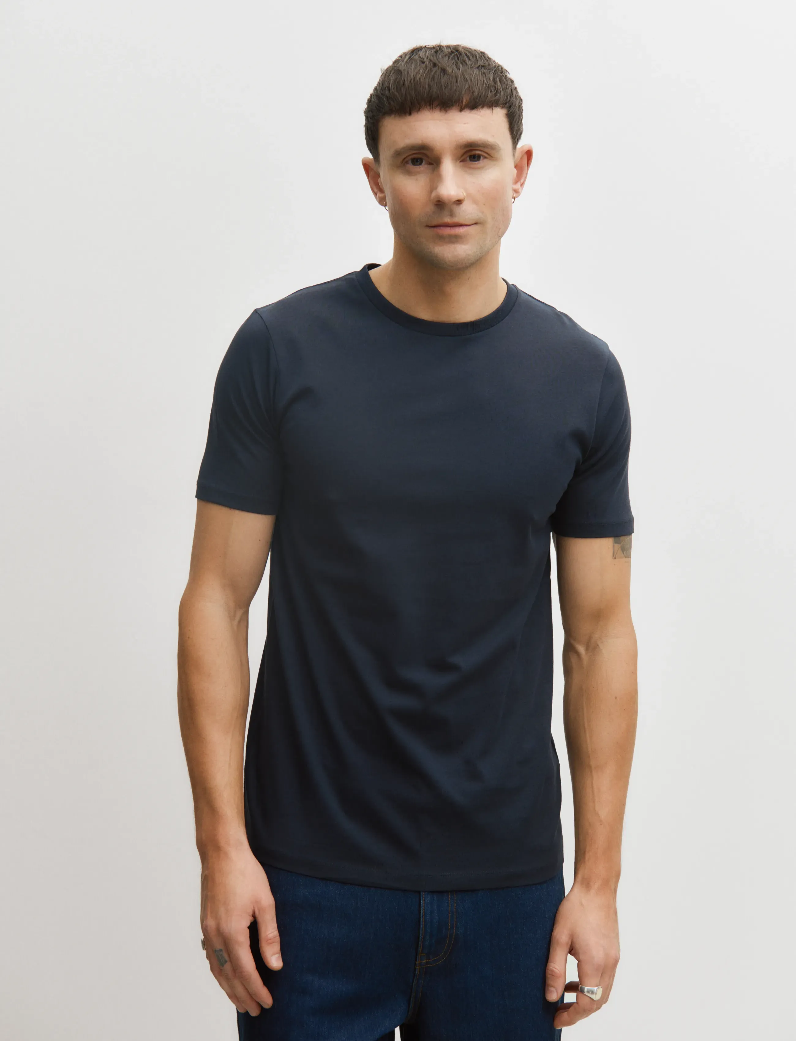 Enkel Studio Basic O-Neck Tee S/S, L, Navy, T-Shirts > Kortærmede, Herre