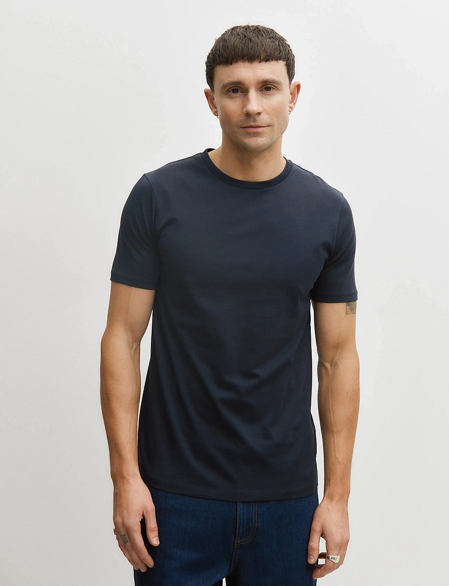 Enkel Studio - Basic o-neck tee S/S - short-sleeved t-shirts - navy - 0