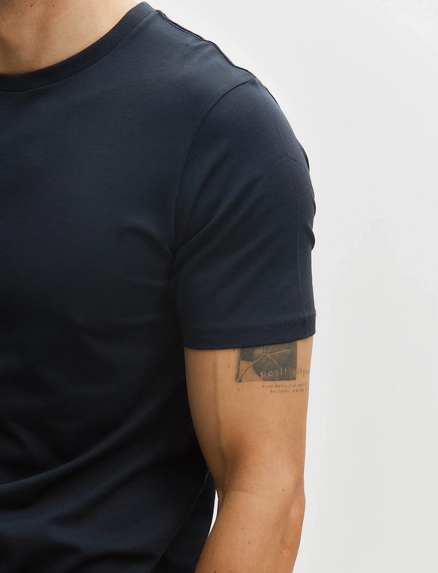 Enkel Studio - Basic o-neck tee S/S - short-sleeved t-shirts - navy - 4