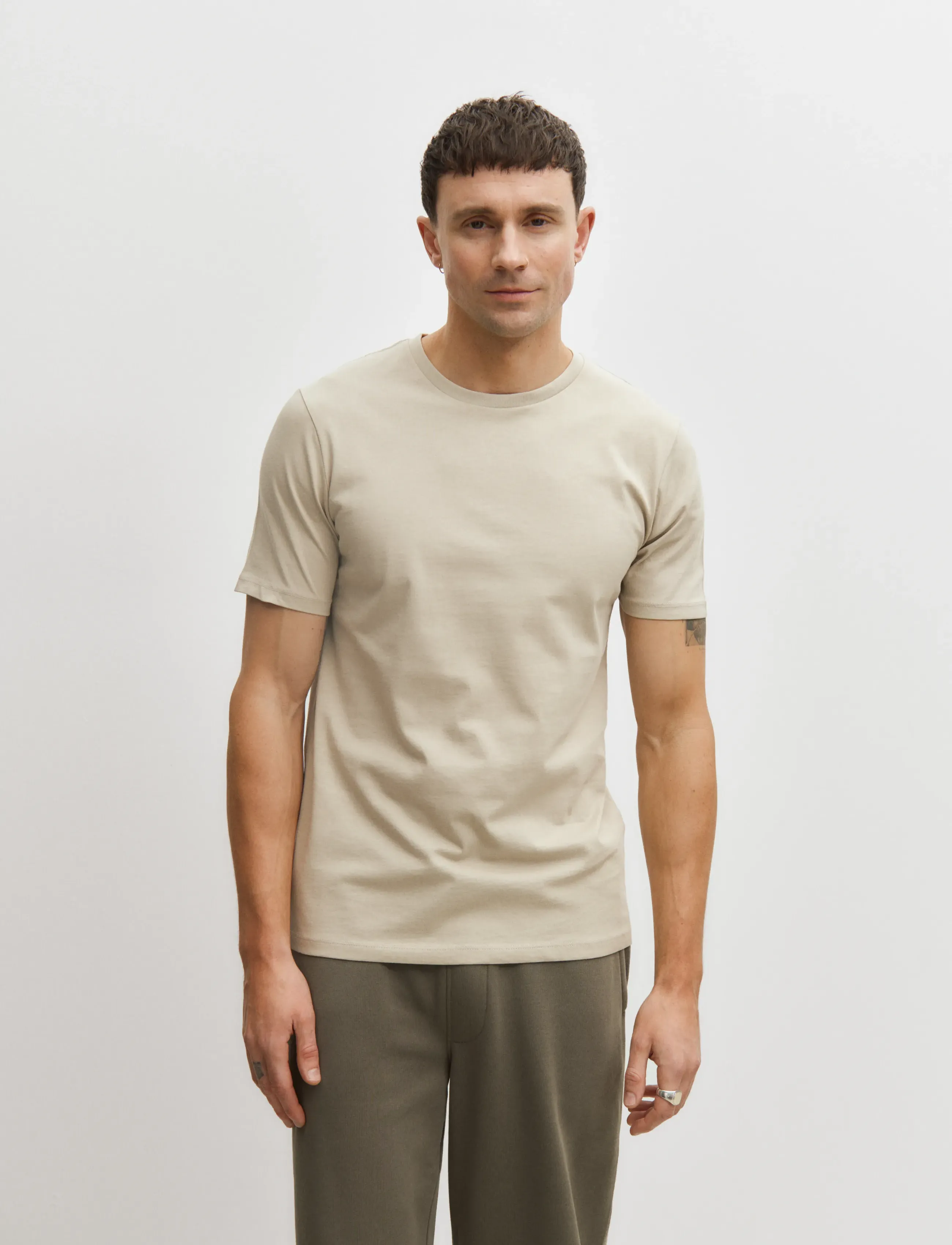 Enkel Studio Basic O-Neck Tee S/S, XXL, T-shirts, Creme - Short-sleeved, Männerswear