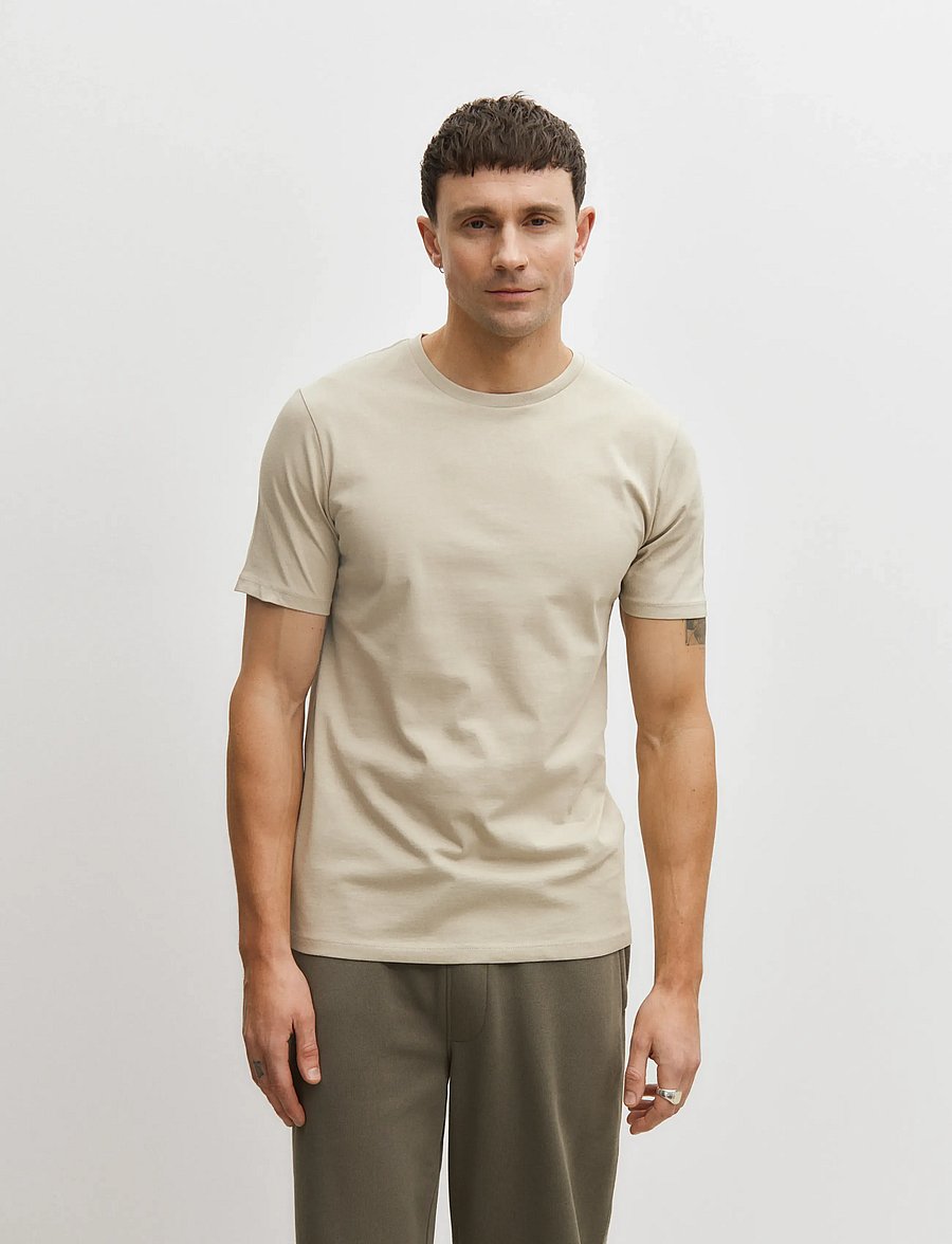 Enkel Studio - Basic o-neck tee S/S - kurzärmelige t-shirts - stone - 0