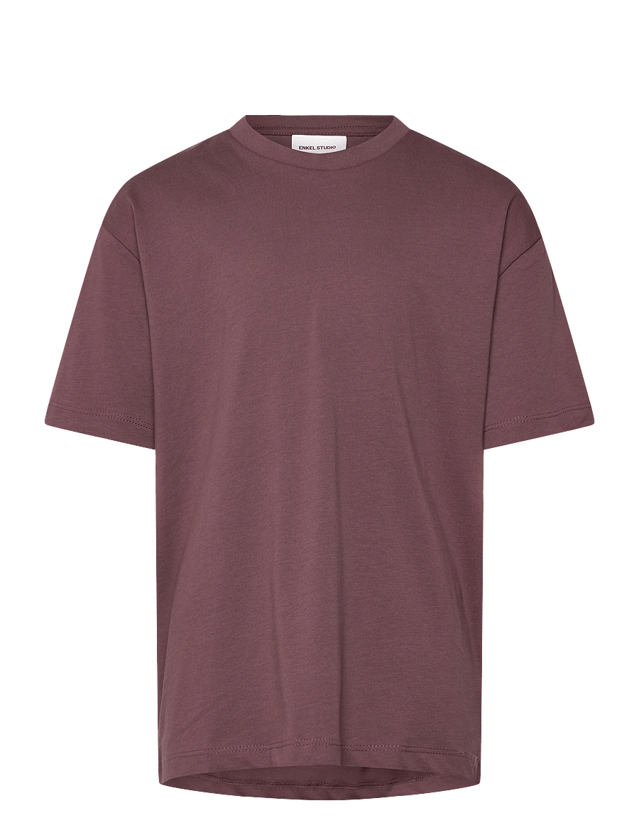 Enkel Studio - Basic o-neck tee S/S - kurzärmelige - berry red - 0