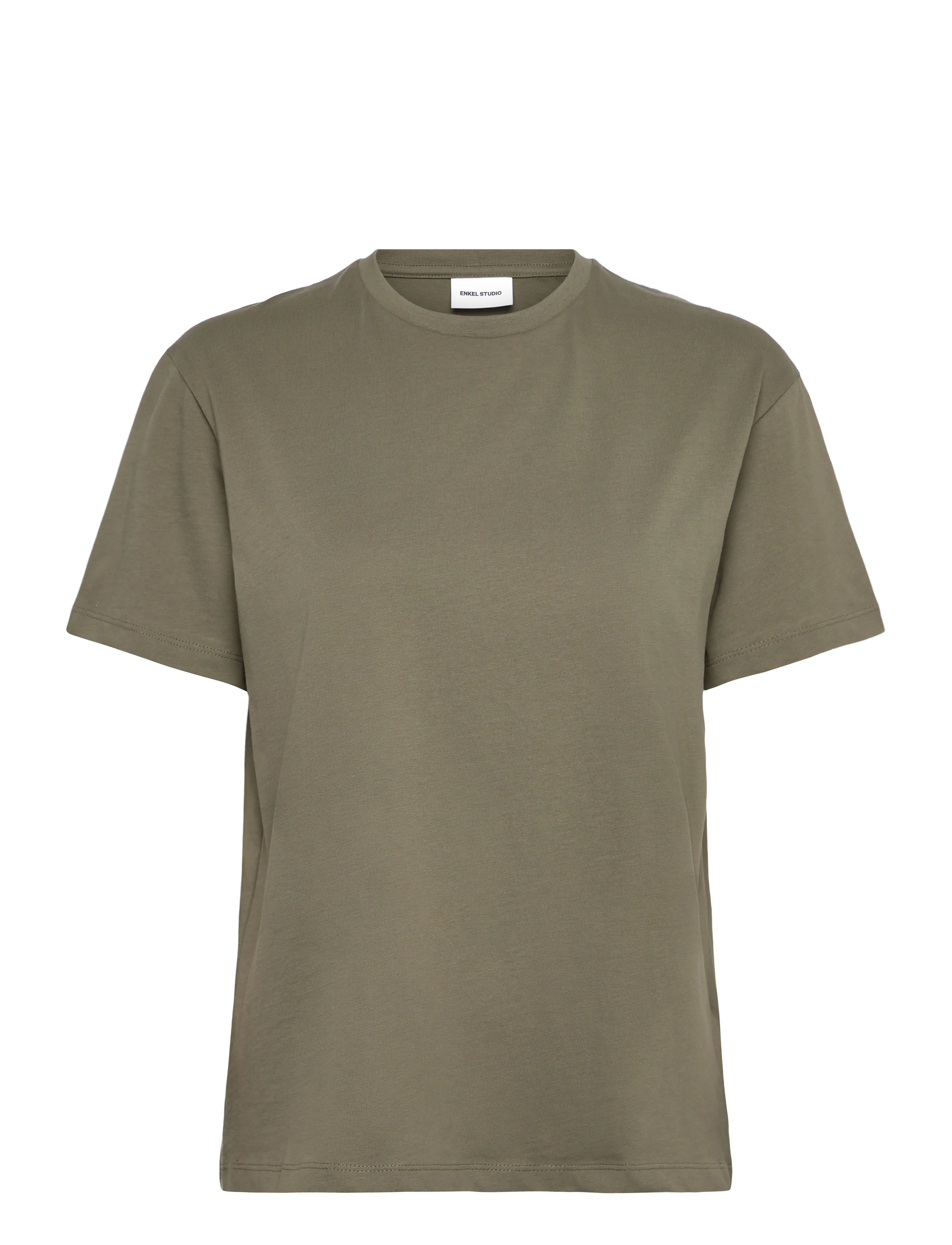 Enkel Studio Basic o-neck tee S/S - T-shirts - ARMY / khaki/green
