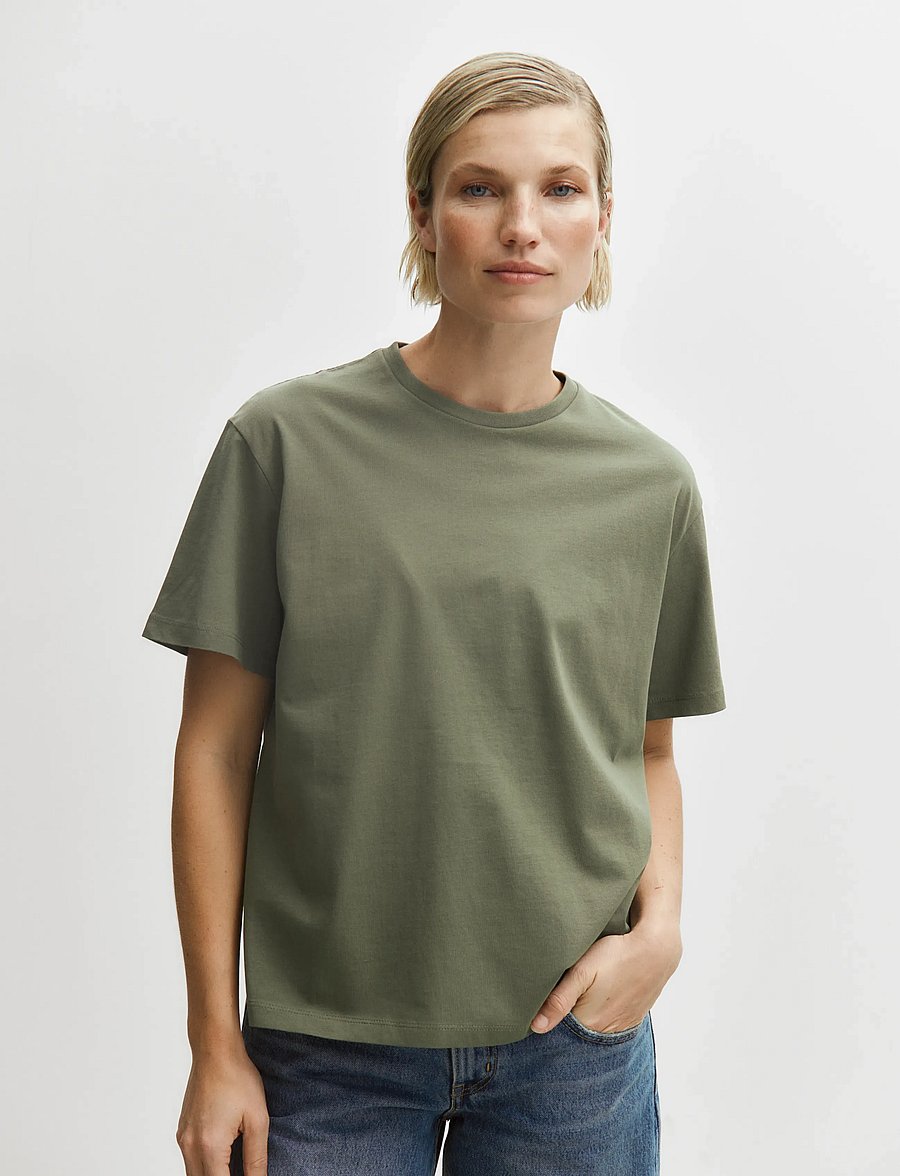 Enkel Studio - Basic o-neck tee S/S - t-shirts - army - 0