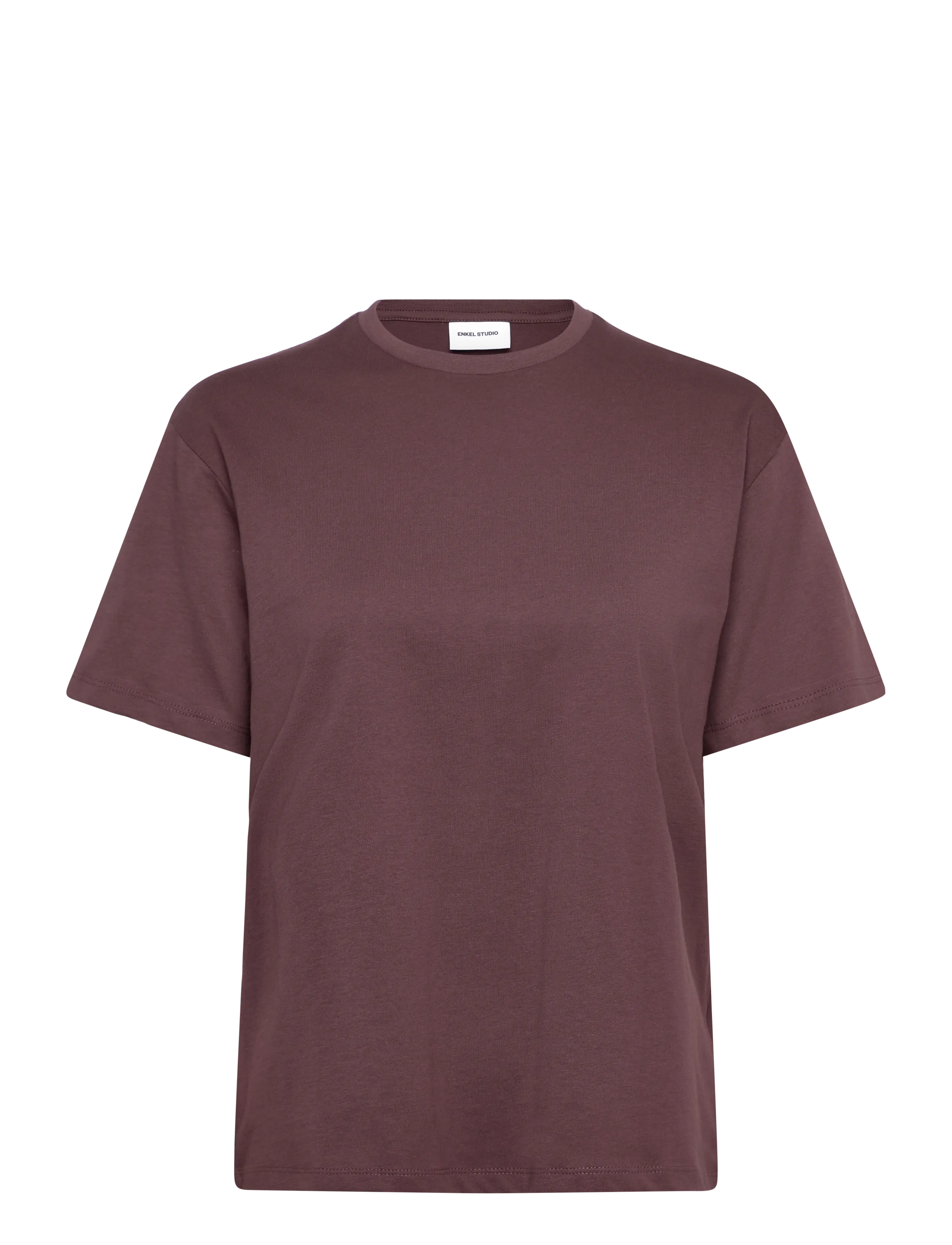 Enkel Studio Basic o-neck tee S/S - Tøj - BERRY RED / brown