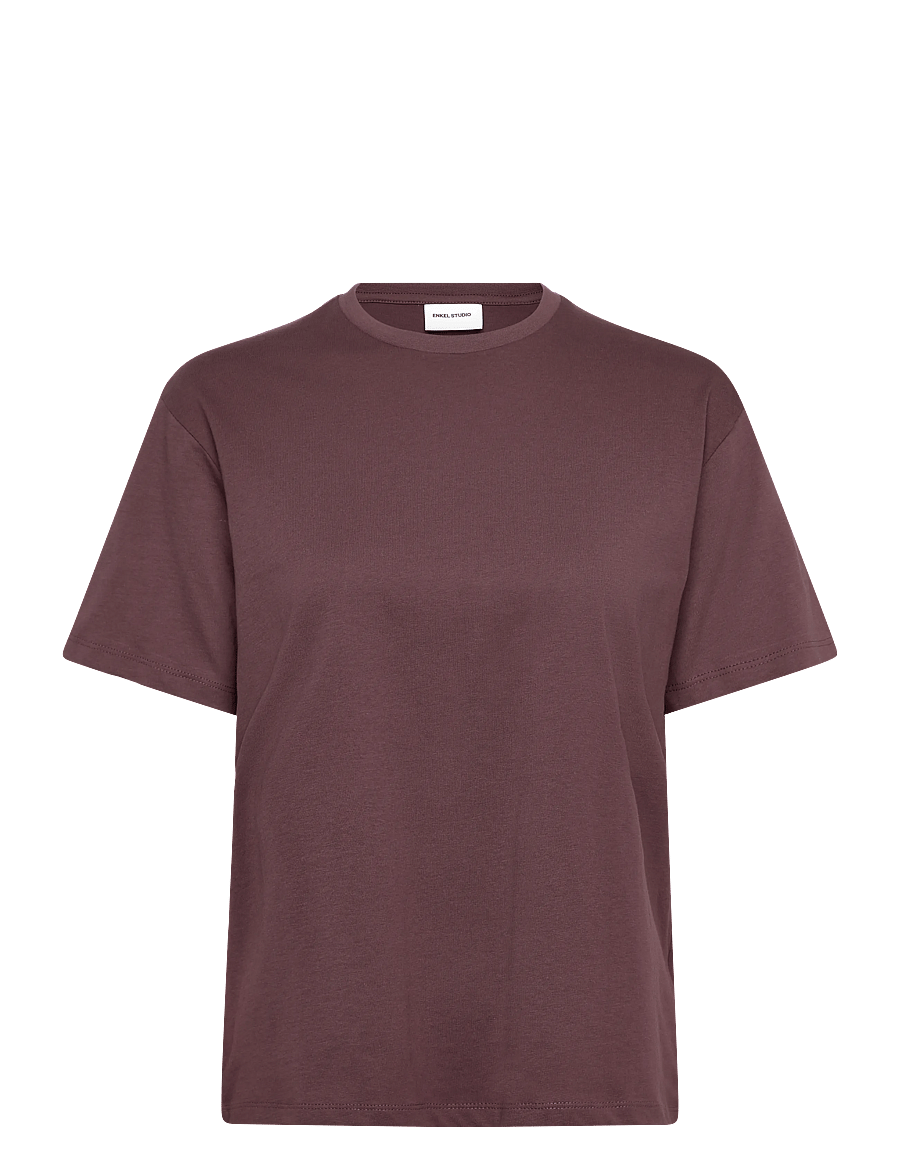 Enkel Studio - Basic o-neck tee S/S - t-shirts - berry red - 0