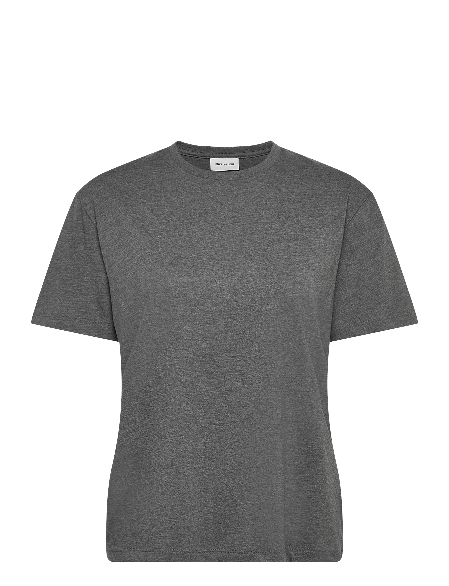 Enkel Studio - Basic o-neck tee S/S - t-särgid - dk grey - 0