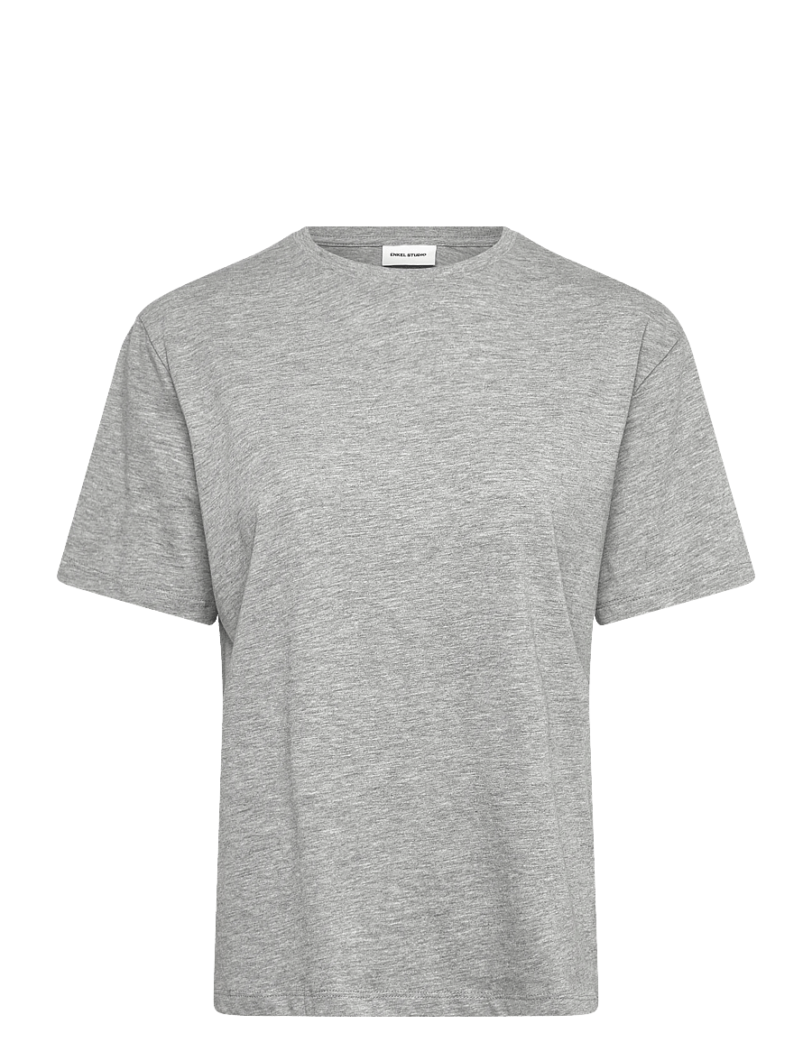 Enkel Studio - Basic o-neck tee S/S - t-särgid - grey mel - 1