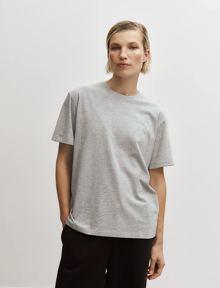 Enkel Studio - Basic o-neck tee S/S - t-särgid - grey mel - 0