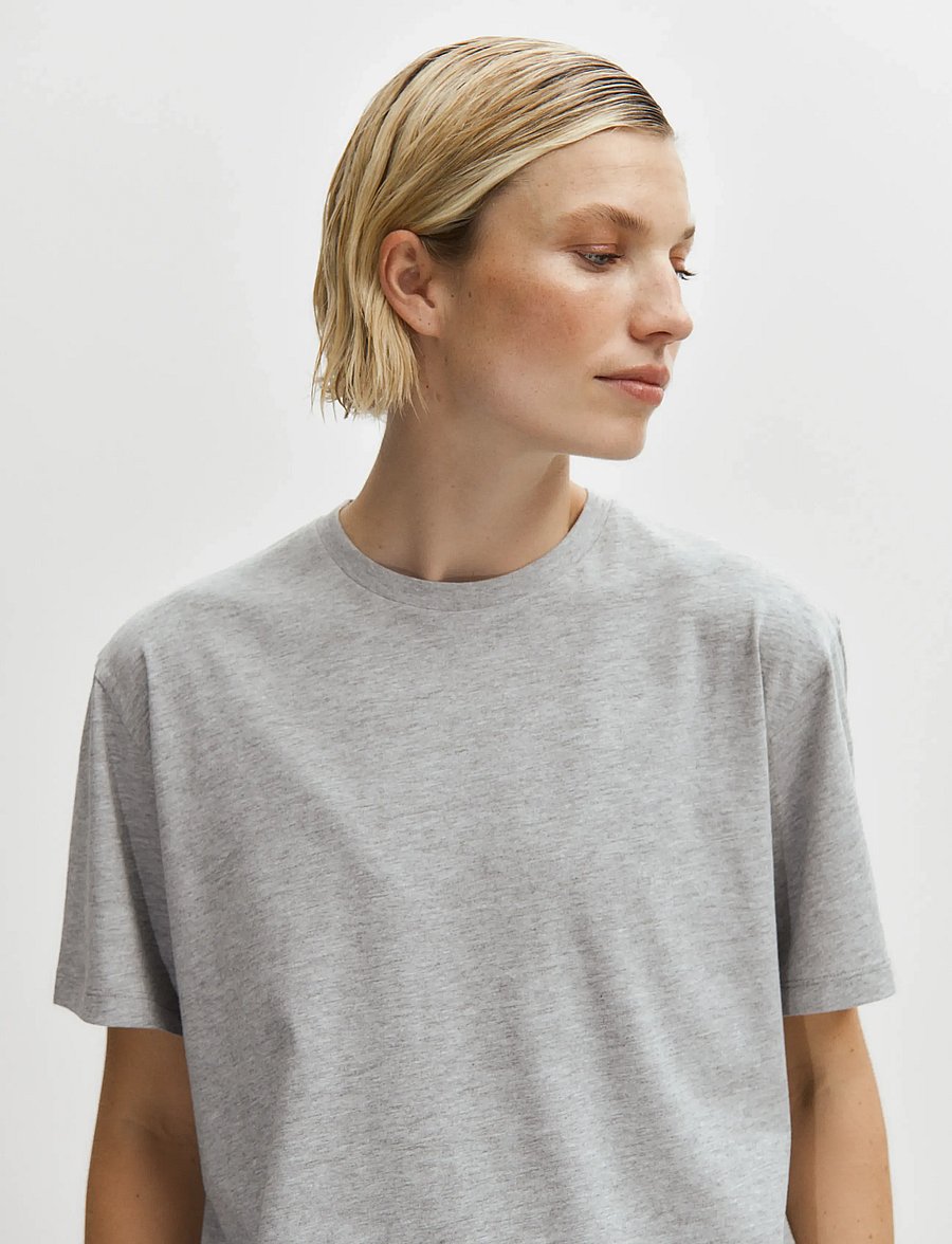 Enkel Studio - Basic o-neck tee S/S - t-särgid - grey mel - 4