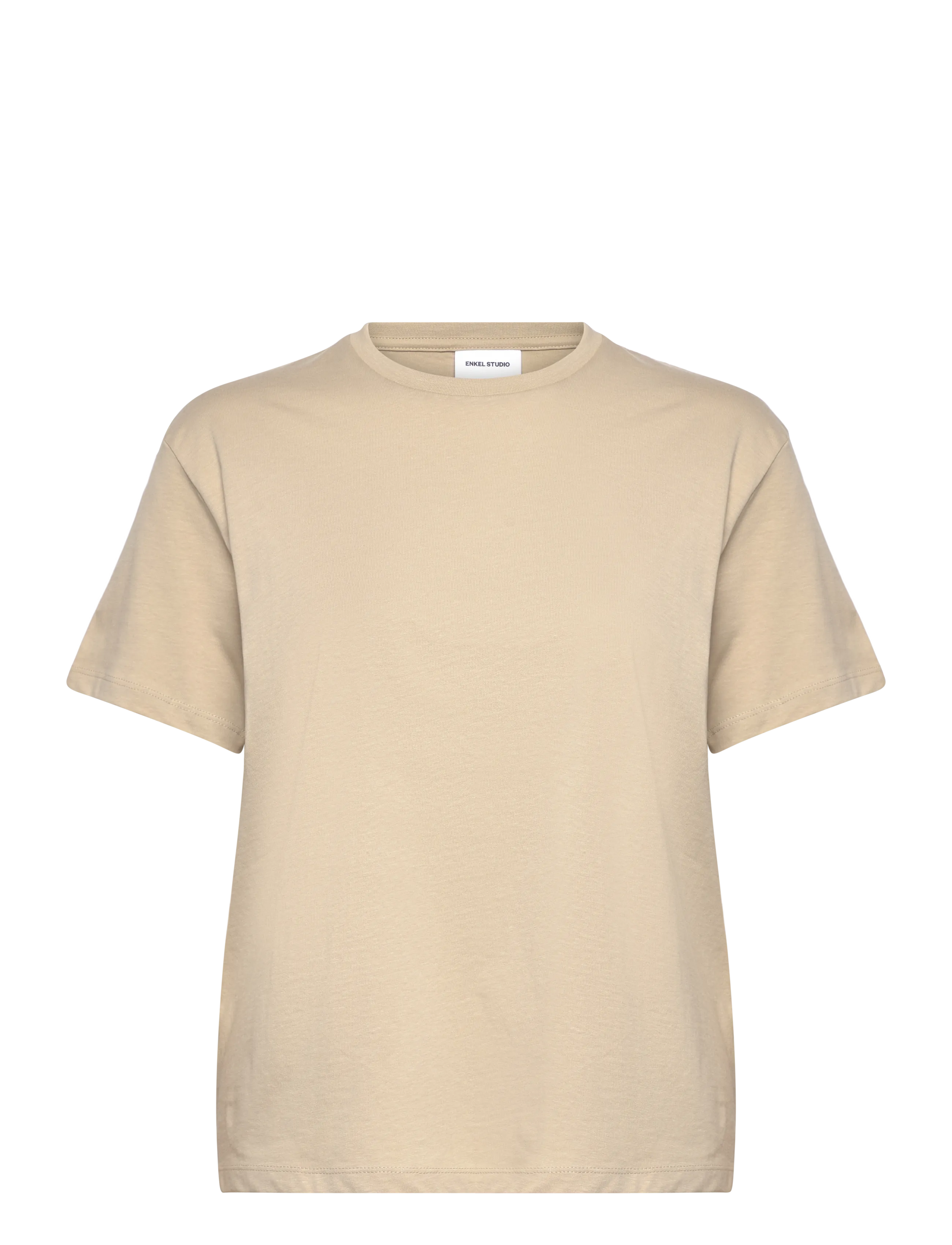 Enkel Studio Basic o-neck tee S/S - Tøj - STONE / cream