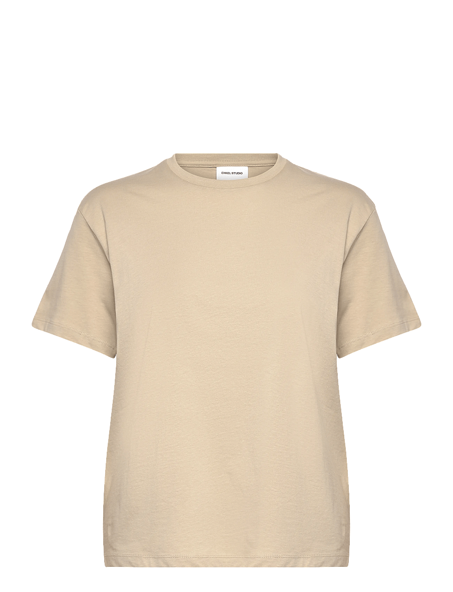 Enkel Studio - Basic o-neck tee S/S - t-shirts - stone - 1