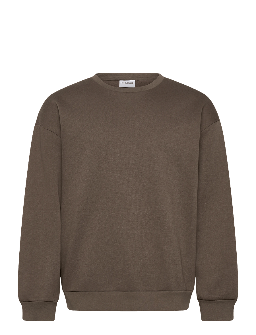 Enkel Studio - O-neck sweat oversize - sweatshirts - brown - 0