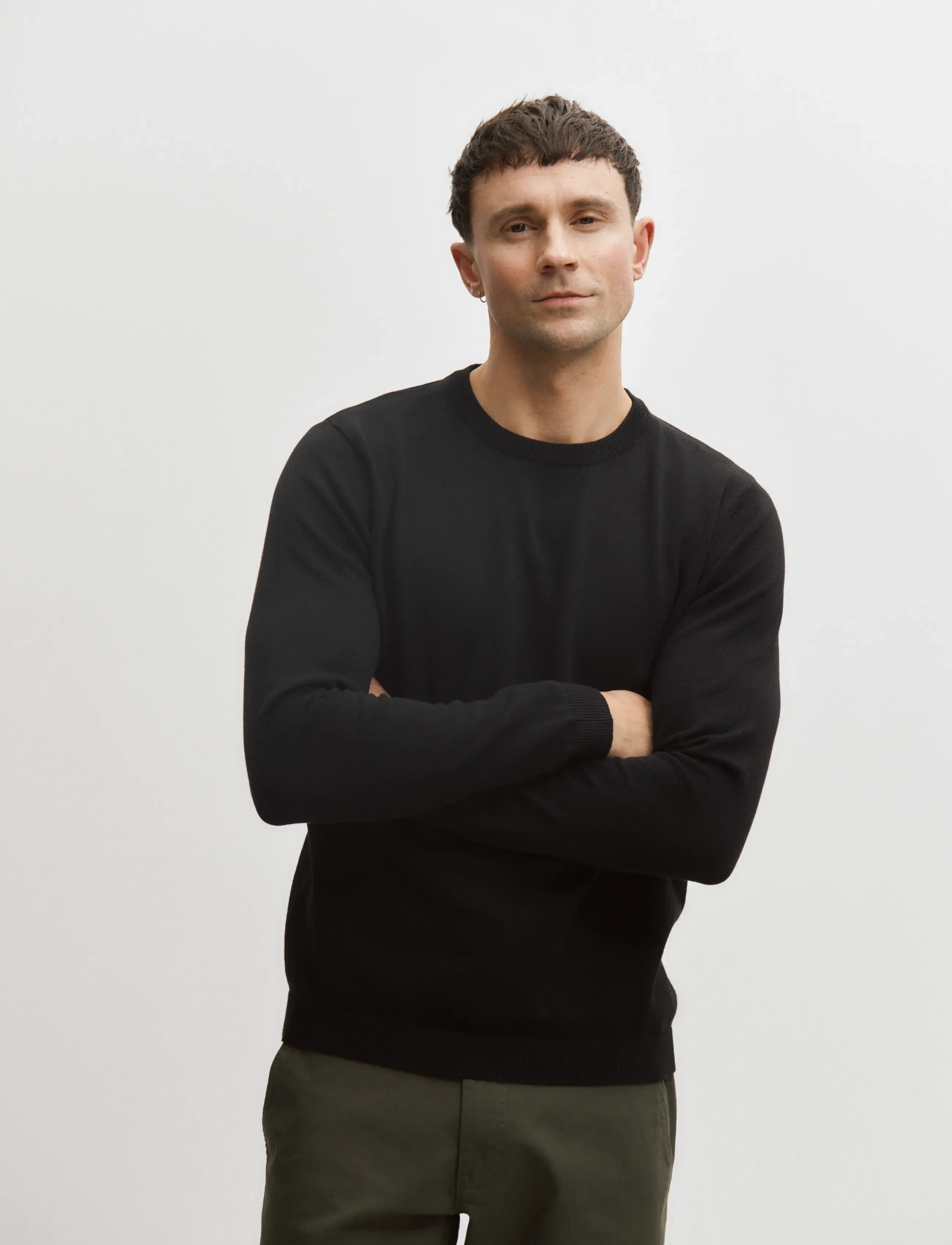 Enkel Studio O-Neck Knit, S, Knitwear, Schwarz - Round Necks, Männerswear