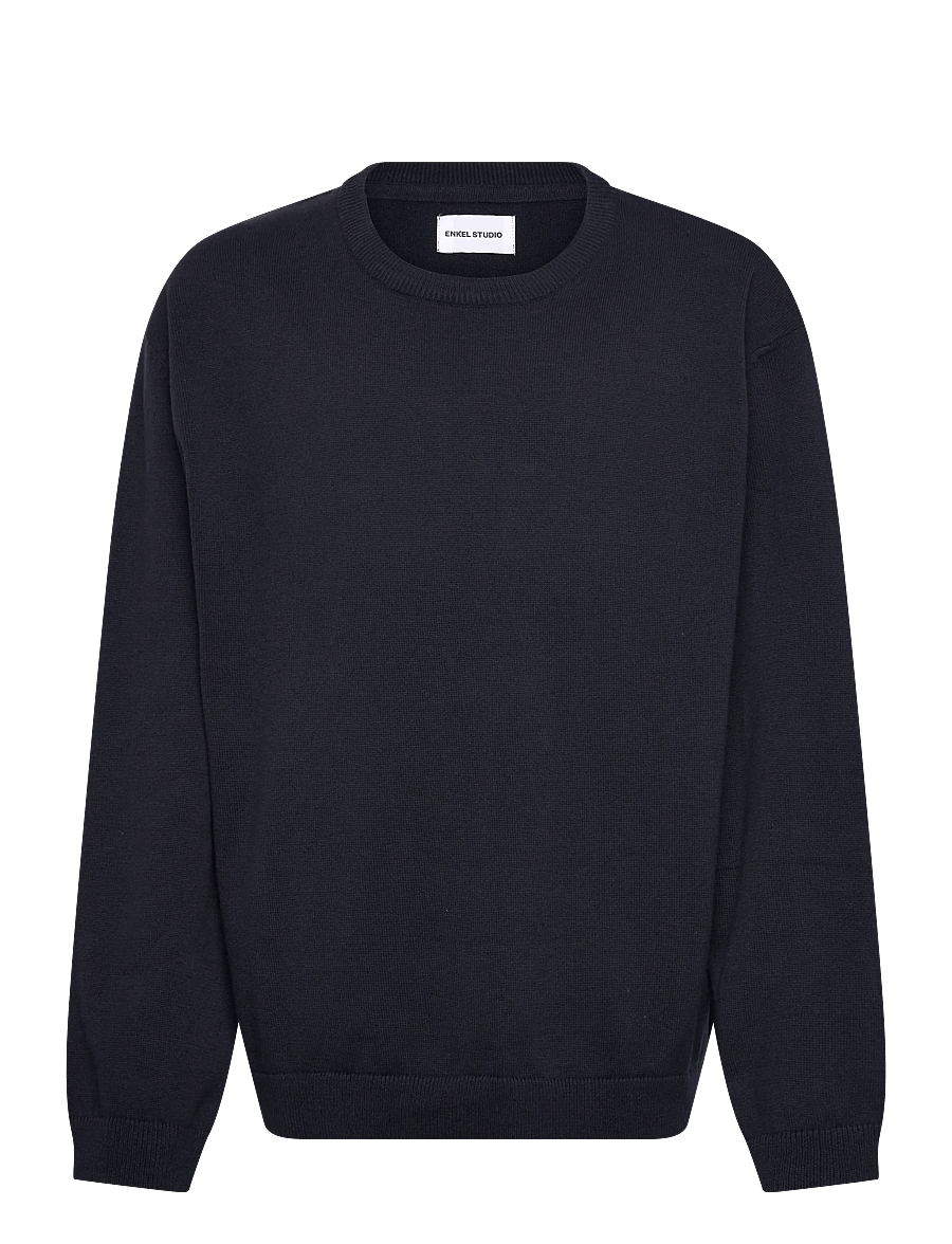 Enkel Studio - O-neck knit - swetry - navy - 0
