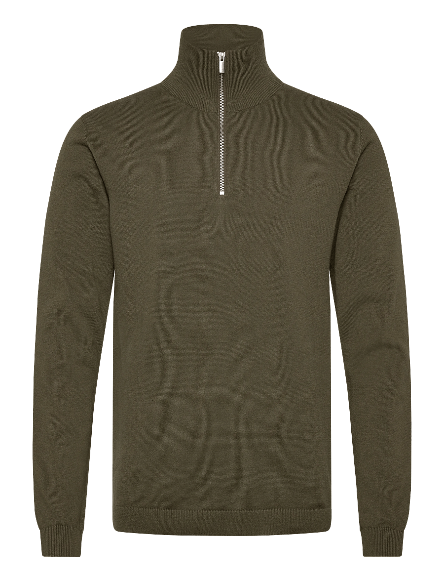 Enkel Studio - Half zip knit - half zip jumpers - army - 1