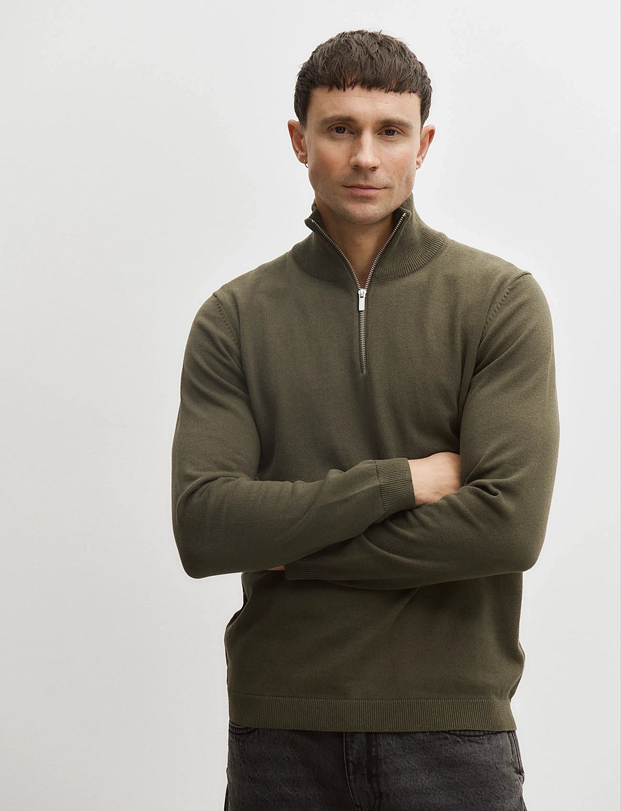 Enkel Studio - Half zip knit - half zip jumpers - army - 0